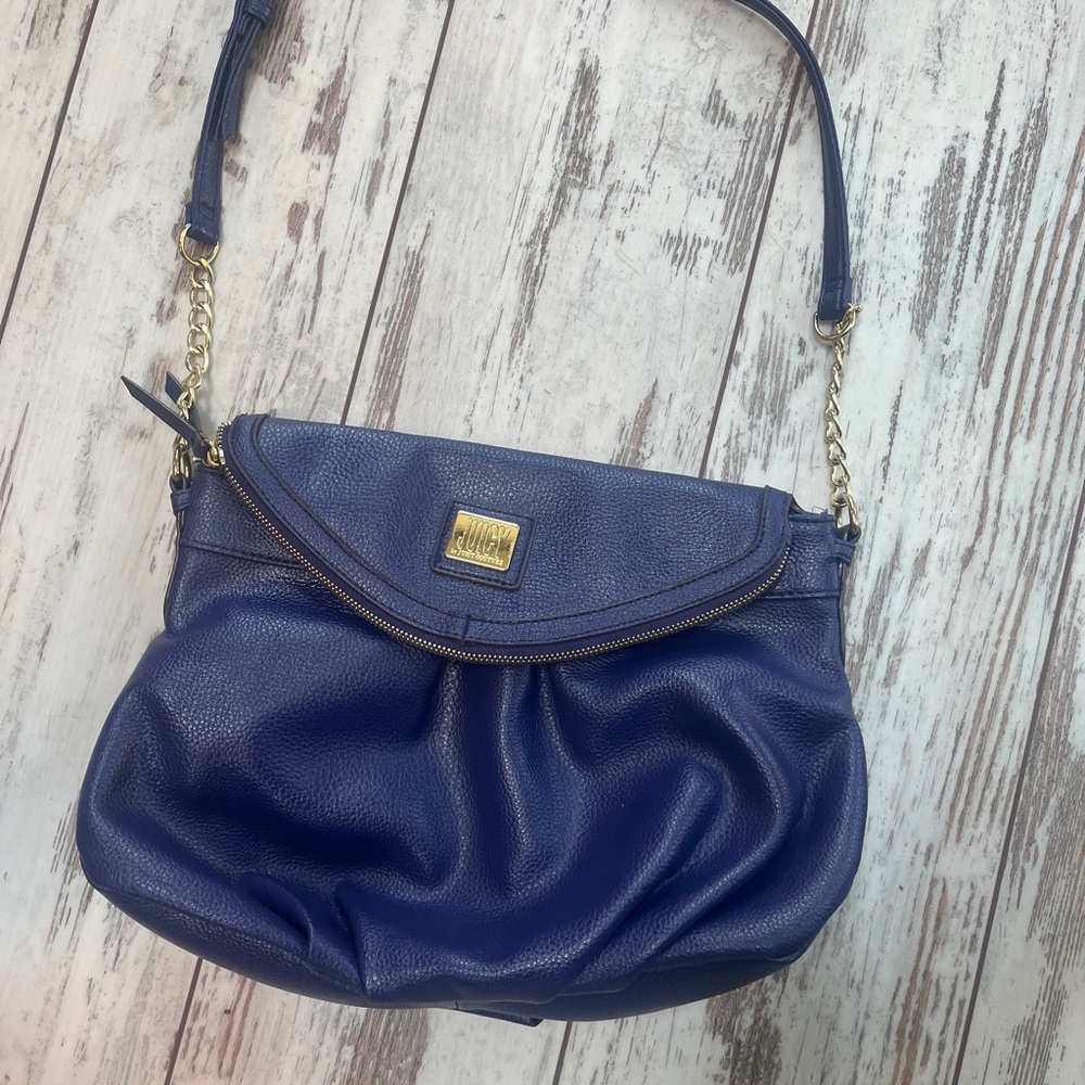 Juicy Couture Blue & Purple Crossbody Bag – Gold Hardware – Y2K 90s Tunnel Style